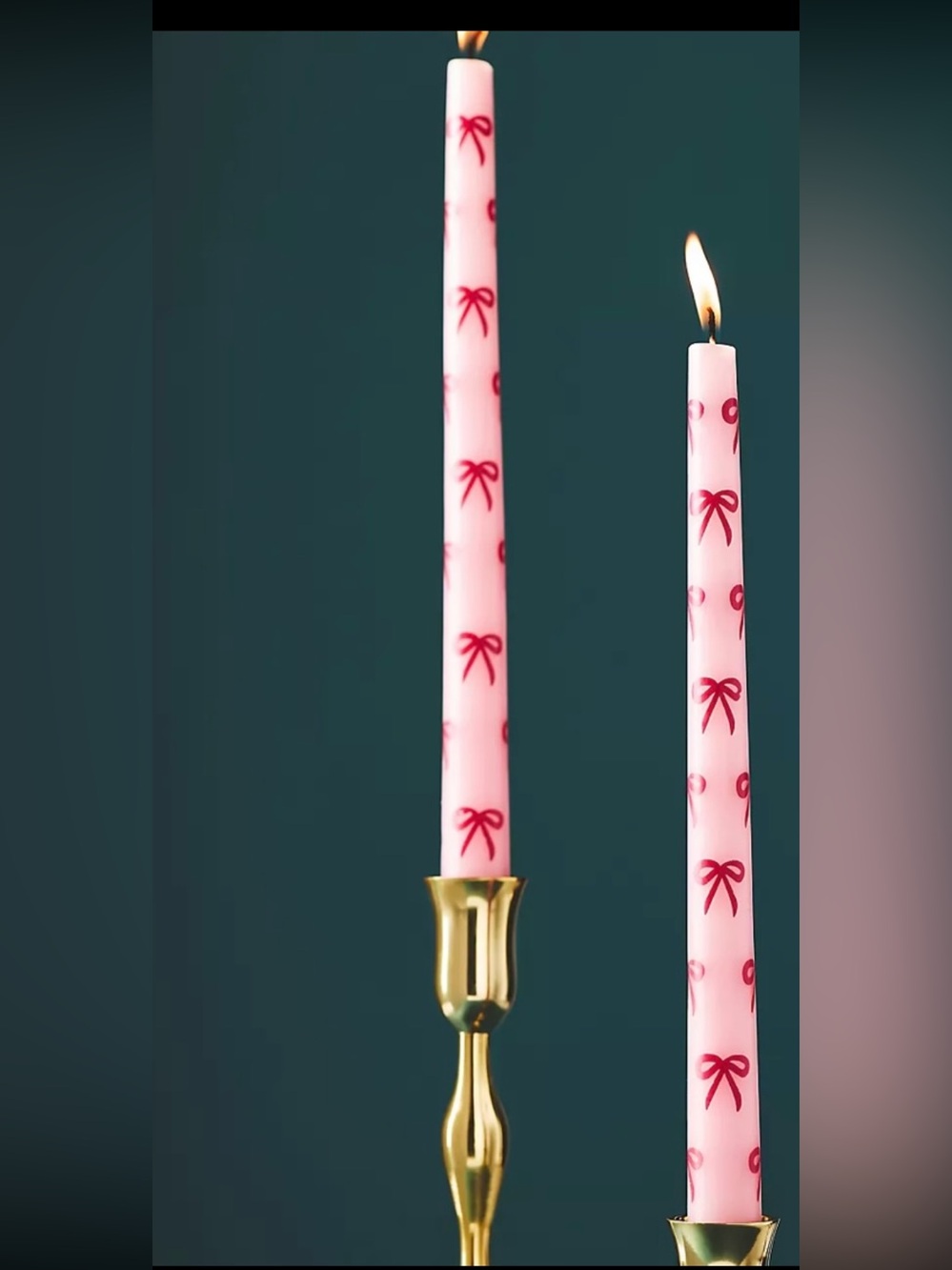 Anthropologie Pink Bow Taper Candle